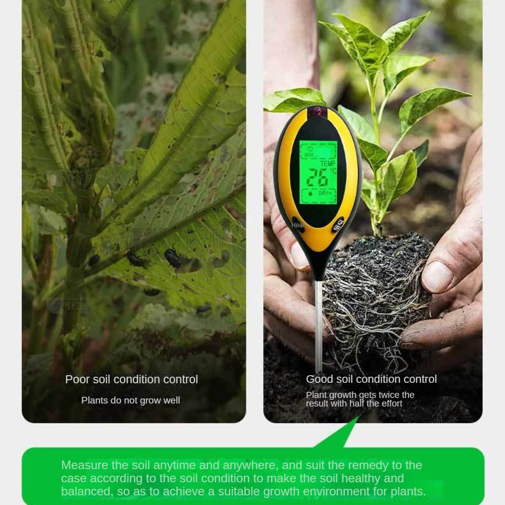4 In 1 Bodenmessgerät Temperatur PH-Wert Licht Boden Messgerät Feuchtigkeit (without Battery)