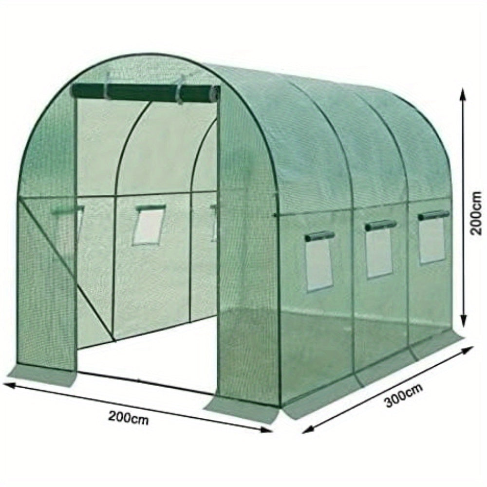 Foliengewächshaus 300x200x200cm für Tomaten mit Tür und 6 Fenster.