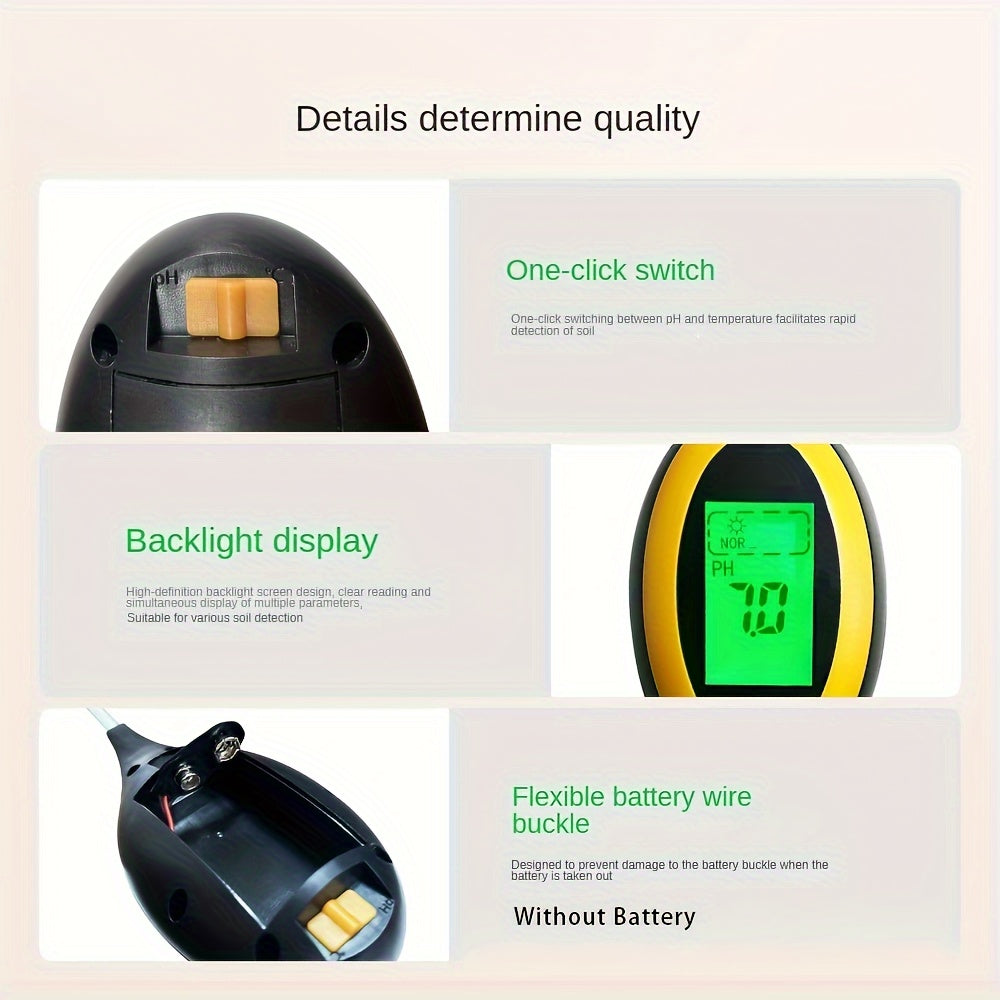 4 In 1 Bodenmessgerät Temperatur PH-Wert Licht Boden Messgerät Feuchtigkeit (without Battery)