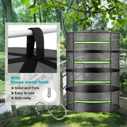 2 Stück 4-lagiges, zusammenklappbares Kräuter-Trockengestell mit Reißverschluss – inkl. Gartenschere und Haken, perfekt für Samen, Kräuter, Knospen und Hydrokulturpflanzen, für den Innen- und Außenbereich