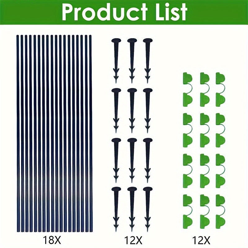 54 Stück verstellbare Fiberglas-Gewächshausringe für den Garten, 59,94 cm–89,92 cm – abnehmbare Stützpfähle für Setzlinge zum Schutz von Pflanzen im Freien, ideal für die landwirtschaftliche Nutzung, Setzlingsschut