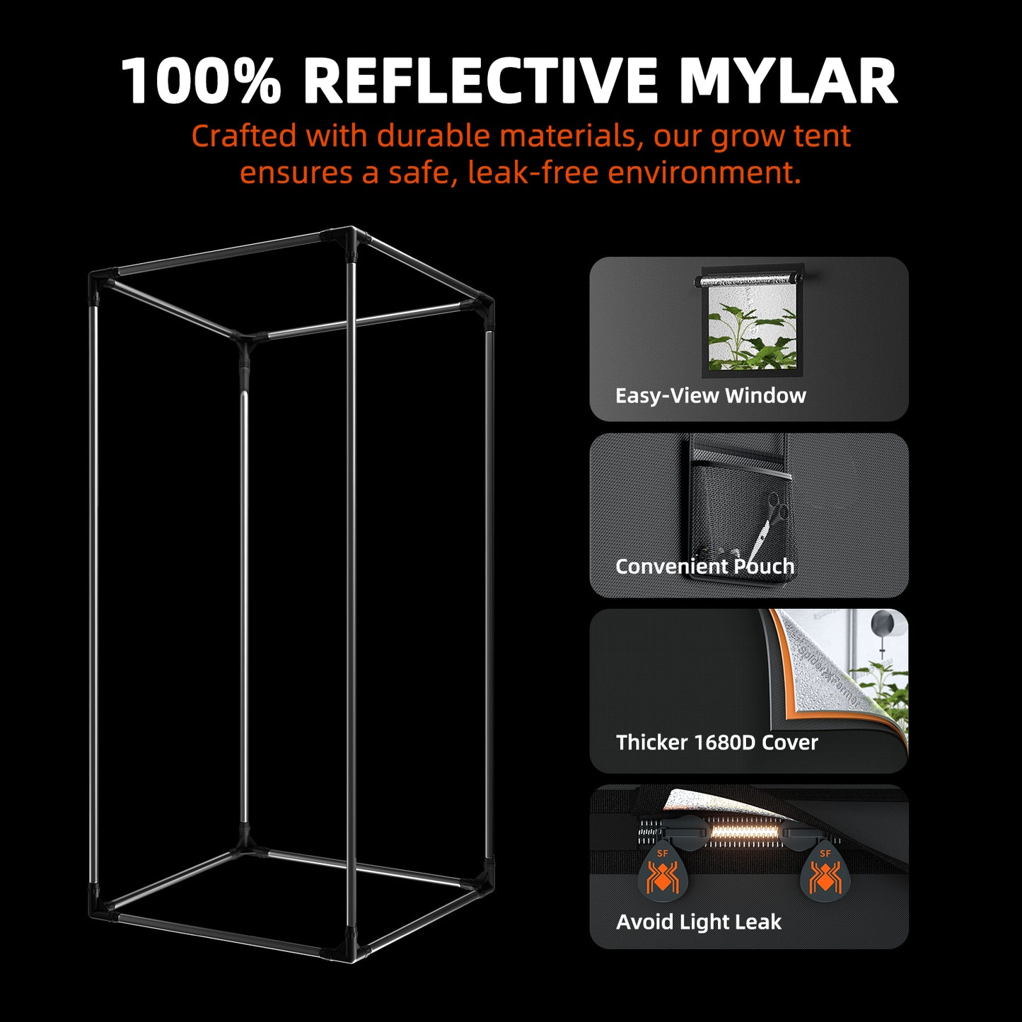 Spider Farmer SF2000 LED Grow Light 120x60x180cm Grow Zelt Kits mit Kohle filter für Zimmer pflanzen Blumen Hydro ponik