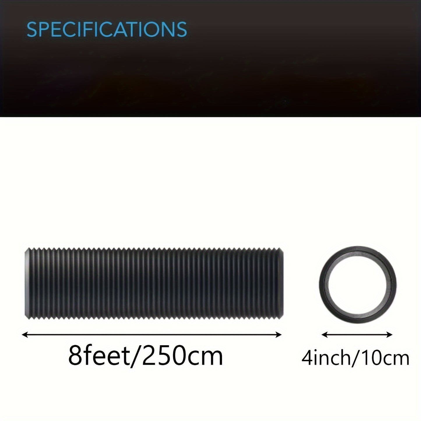 10,16 cm 243,84 cm Entlüftungsschlauch, nicht isoliertes Belüftungsrohr für Abluftventilator-Zuchtzelte, mit 2 Clips