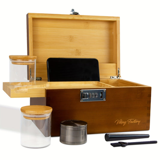 Vintage Bambus Aufbewahrungsbox mit Rolltablett