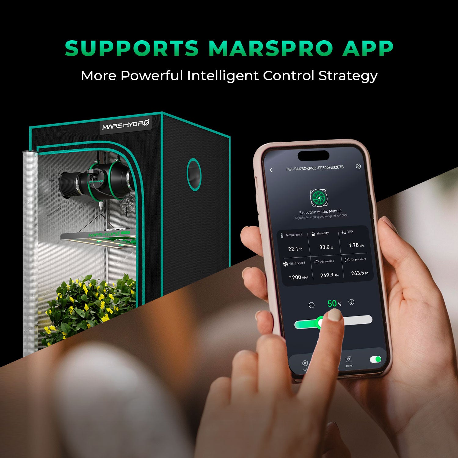Mars Hydro FC3000-EVO Komplette Growzelt-Kits | Samsung 300W LED-Wachstumslampe + 100x100x180cm Indoor-Zelt + 4″ Belüftungssystem | 6″ Clip-on-Lüfter | Max. Ertrag 3,5g/Watt