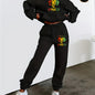 Kuscheliges, mit Fleece gefüttertes Set aus Kapuzenpullover und Jogginghose „Parisian Celebration“ – lässiger Kordelzug, Sweatshirt mit Taschen und Herz-Print + lange Hose für Damen – perfekt für Herbst/Winter