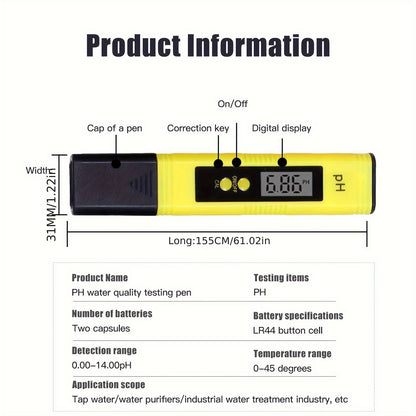 PH Wert Wasser Messgerät Digital Messer Tester Aquarium Pool Prüfer PH 0-14