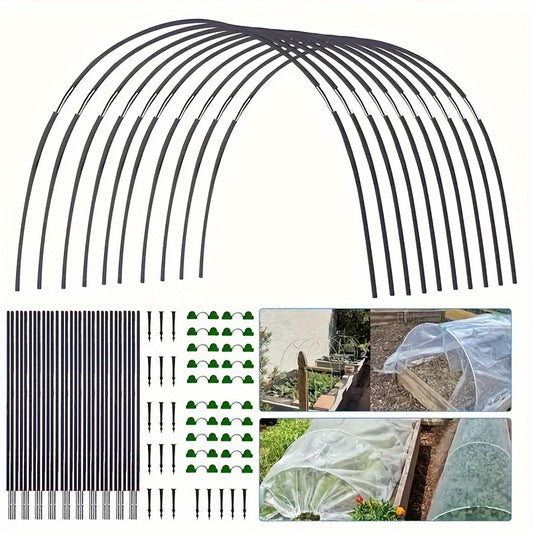 54 Stück verstellbare Fiberglas-Gewächshausringe für den Garten, 59,94 cm–89,92 cm – abnehmbare Stützpfähle für Setzlinge zum Schutz von Pflanzen im Freien, ideal für die landwirtschaftliche Nutzung, Setzlingsschut