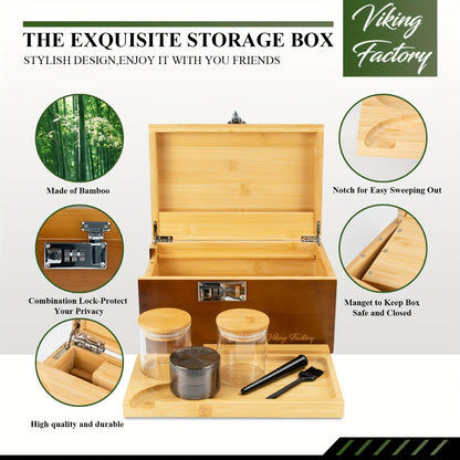 Vintage Bambus Aufbewahrungsbox mit Rolltablett