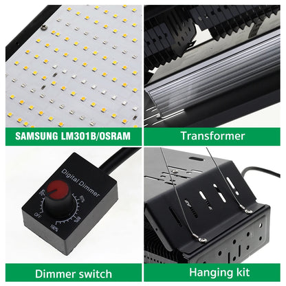 Vollspektrum LED Grow Licht AC85-265V Samsung LM301B 312Stk 3000K 6500K dimmbar für Veg & Bloom