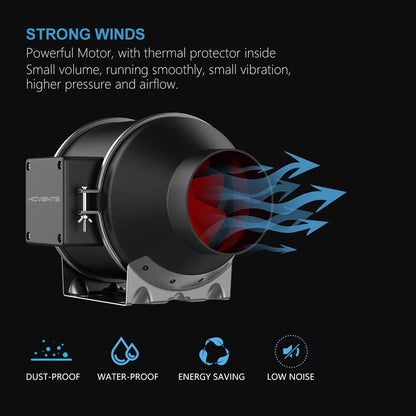 Inline-Rohrventilator, Lüftungsventilator mit 10 Geschwindigkeiten für die Belüftung von Wachstumszelten und Hydrokulturen