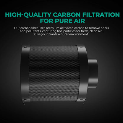 Mars Hydro 4" 6" Luftkohlefilter,Geruchskontrolle, Hydrokultur, Gewächsräume