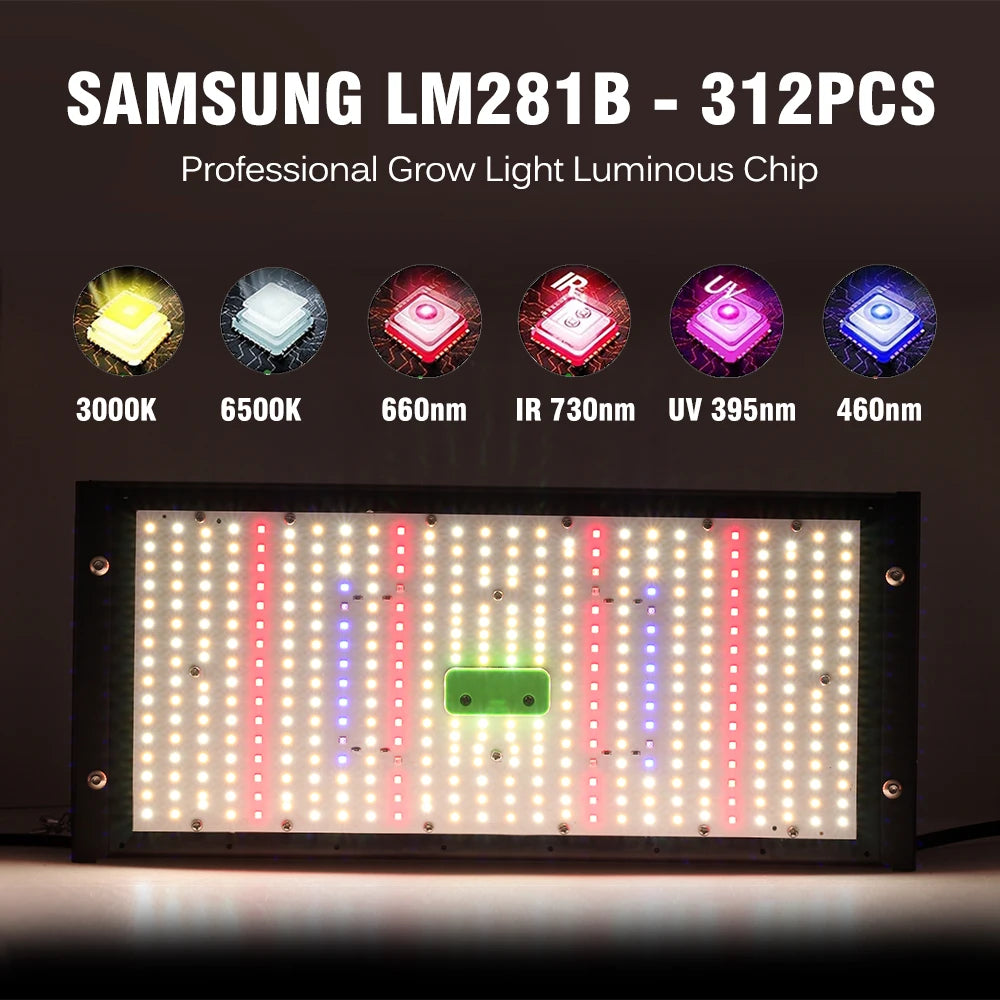 Vollspektrum LED Grow Licht AC85-265V Samsung LM301B 312Stk 3000K 6500K dimmbar für Veg & Bloom