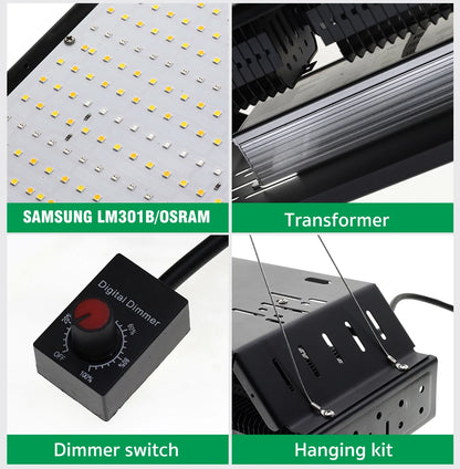 Vollspektrum LED Grow Licht AC85-265V Samsung LM301B 312Stk 3000K 6500K dimmbar für Veg & Bloom