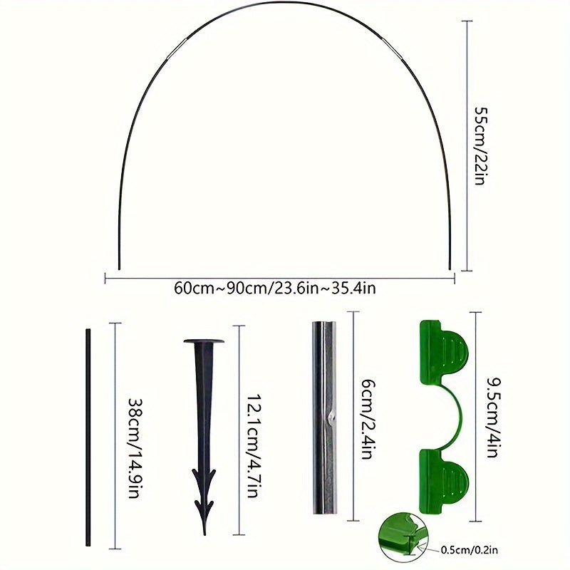 54 Stück verstellbare Fiberglas-Gewächshausringe für den Garten, 59,94 cm–89,92 cm – abnehmbare Stützpfähle für Setzlinge zum Schutz von Pflanzen im Freien, ideal für die landwirtschaftliche Nutzung, Setzlingsschut