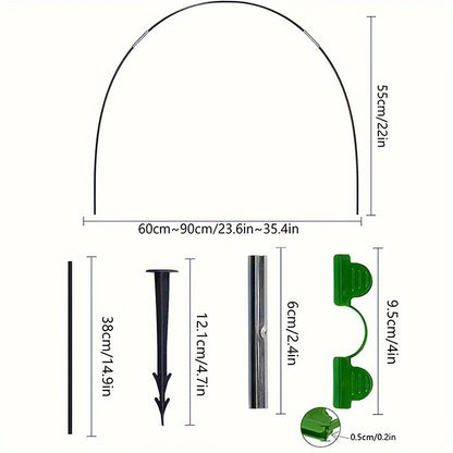 54 Stück verstellbare Fiberglas-Gewächshausringe für den Garten, 59,94 cm–89,92 cm – abnehmbare Stützpfähle für Setzlinge zum Schutz von Pflanzen im Freien, ideal für die landwirtschaftliche Nutzung, Setzlingsschut