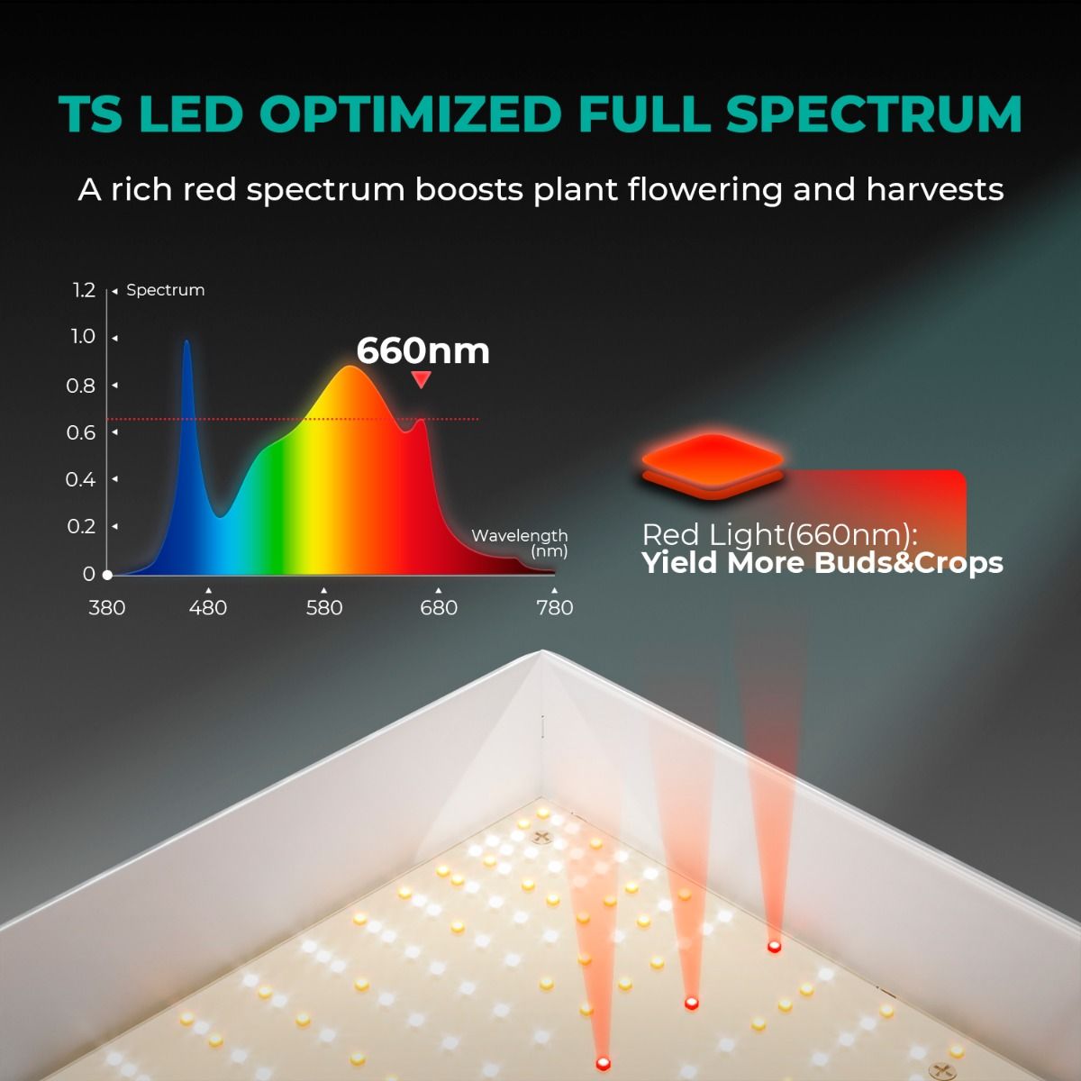 Mars Hydro TSL 2000 Vollspektrum-LED-Wachstumslampe, dimmbar, 300 W