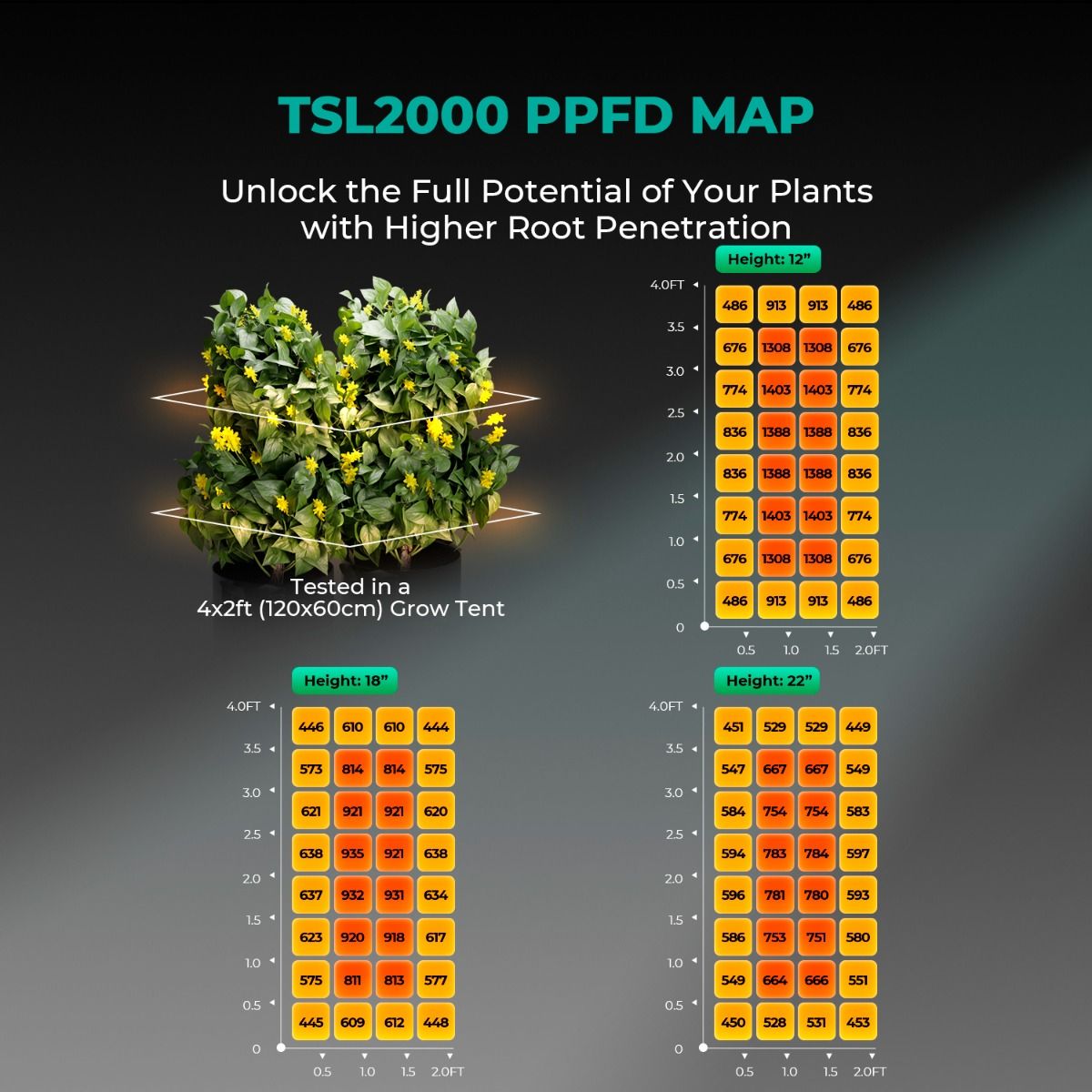 Mars Hydro TSL2000 Komplettes Growzelt-Set | 300 W LED-Pflanzenlampe + 120 x 60 x 180 cm Indoor-Growzelt + 4-Zoll-Belüftungssystem | 6-Zoll-Clip-On-Ventilator