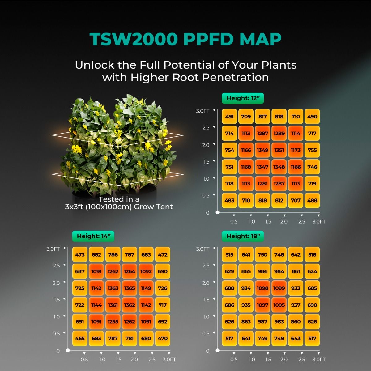 Mars Hydro TSW2000 Komplettes Growzelt-Set | 300 W LED-Pflanzenlampe | 120 x 120 x 200 cm Indoor-Growzelt | 6-Zoll-Belüftungssystem | 6-Zoll-Clip-On-Lüfter
